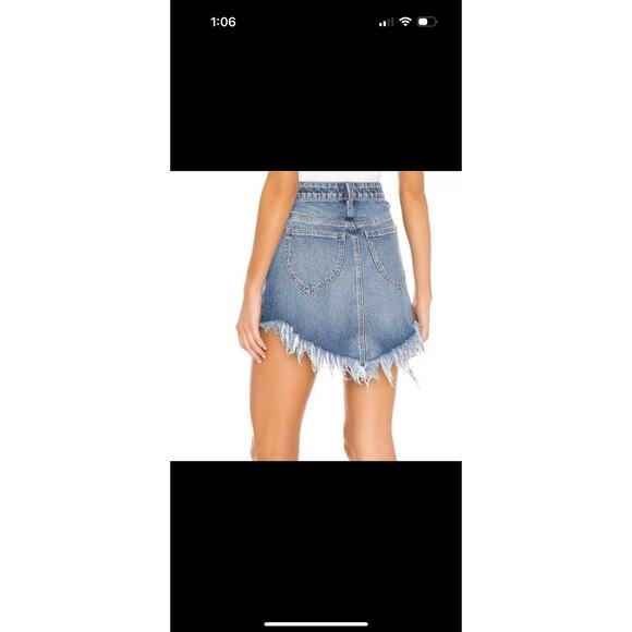 We The Free Womens Size 26 Bailey Fringe Western Blue Denim Jean Mini Skirt - Picture 7 of 10